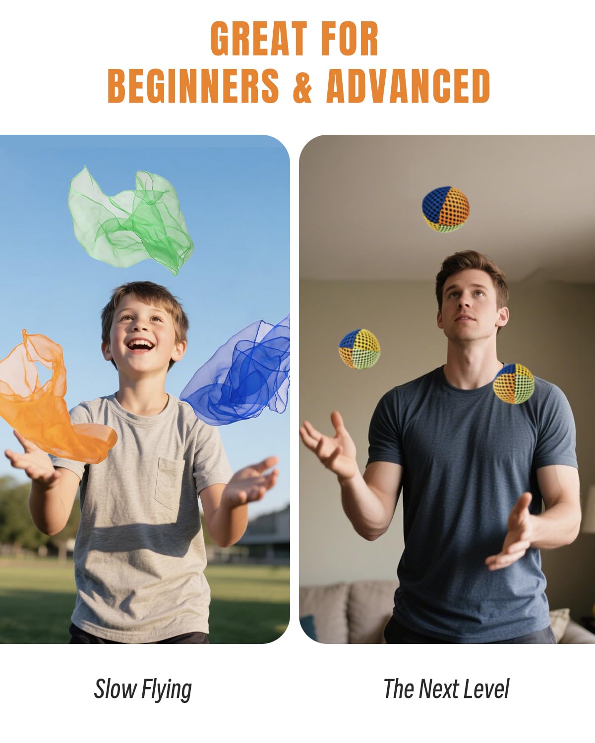oazoxcx soft juggling balls with flowy scarves for beginner-safe play.