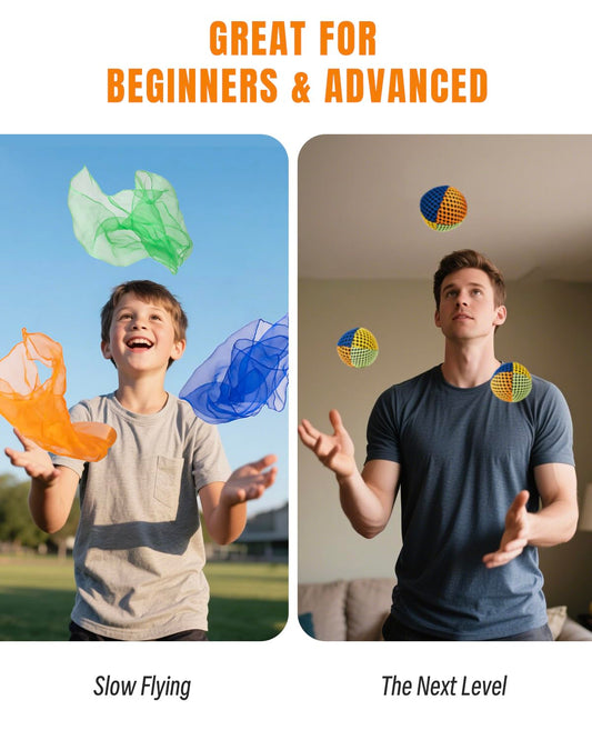 oazoxcx soft juggling balls with flowy scarves for beginner-safe play.