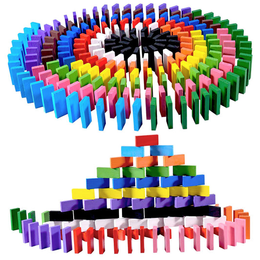 OBTANIM colorful wooden domino blocks for creative play and learning.