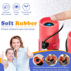 OBUBY kids binoculars rose red lens with coatings for crisp images.