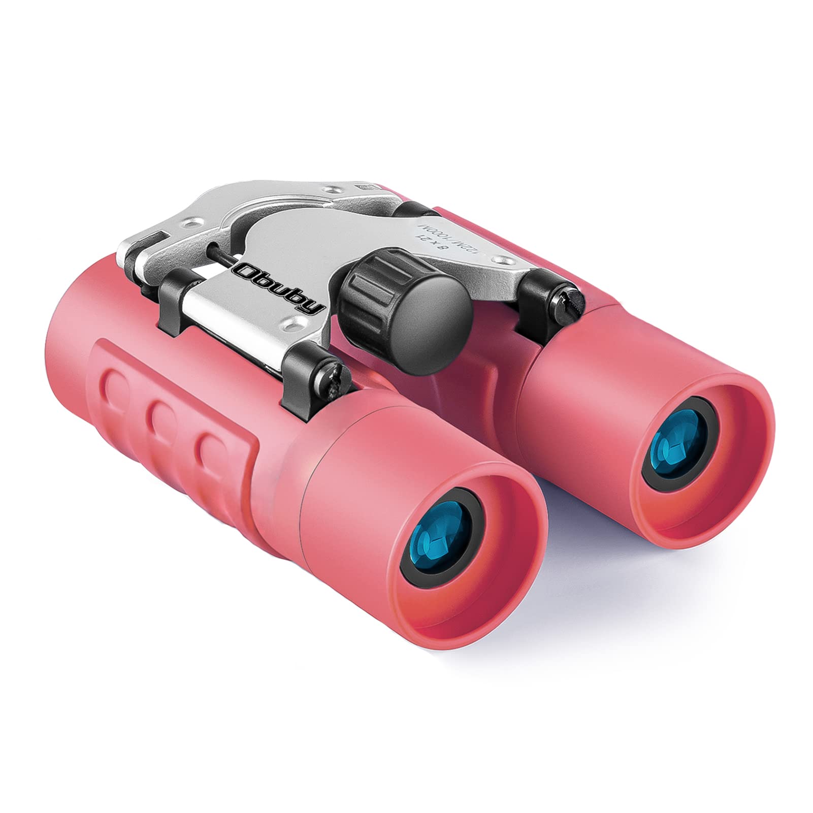 OBUBY kids binoculars rose red front view for outdoor exploration.