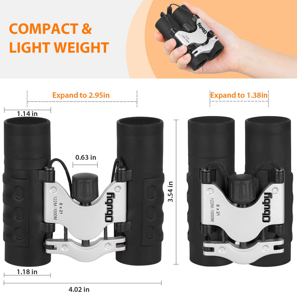 OBUBY mini binoculars center focus knob allows easy, precise adjustments.