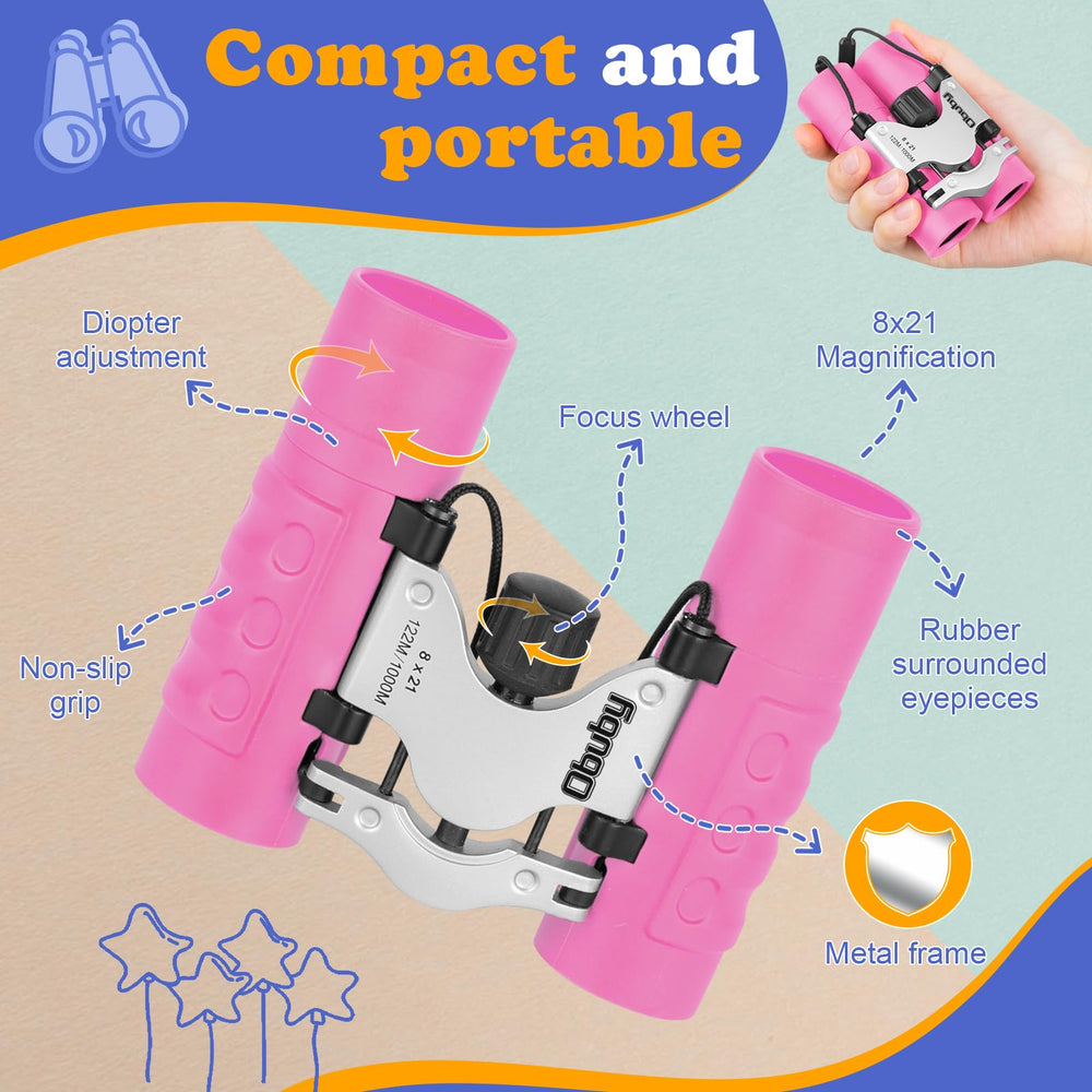 Obuby Real Binoculars for Kids fold compactly for travel and outdoor adventures.