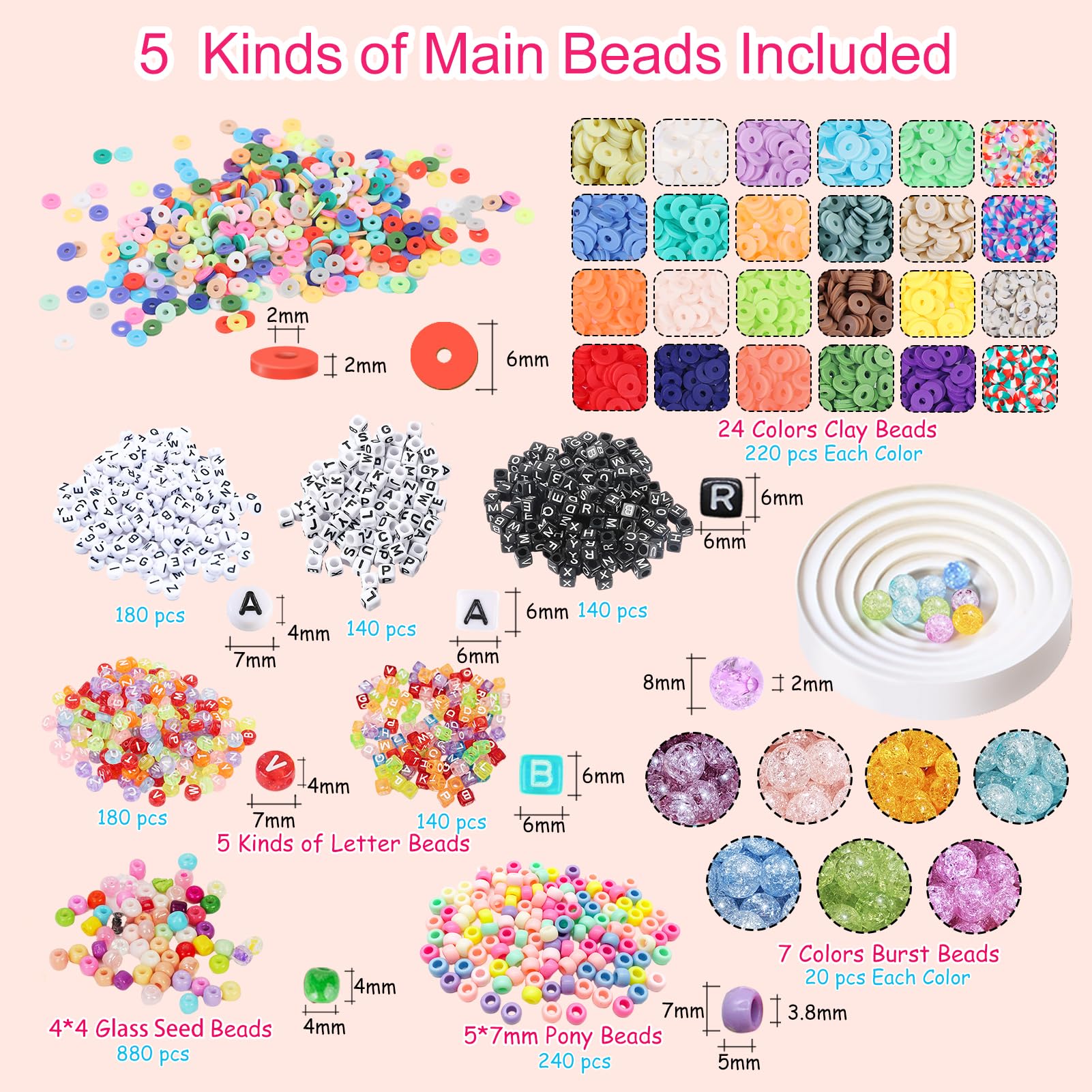 OCARDI bracelet kit close-up of clay beads showing textures for DIY