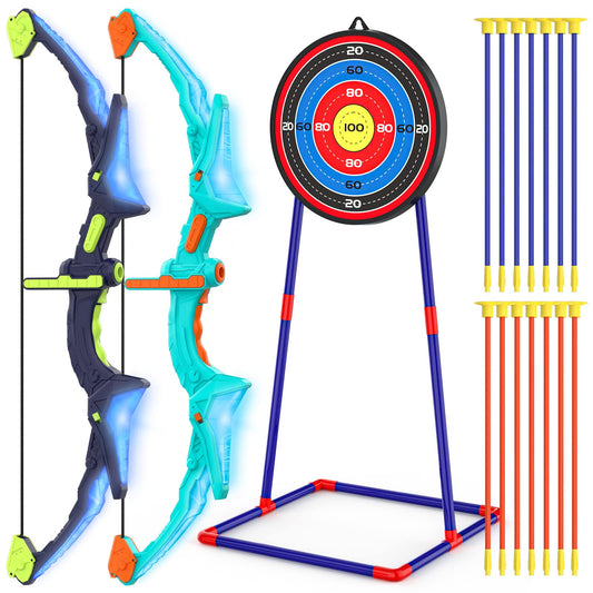 Ocditikl 2-pack bow and arrow set with glow bows for outdoor play