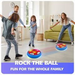 Ocditikl Hover Soccer Ball glides smoothly on carpet or hardwood indoors.