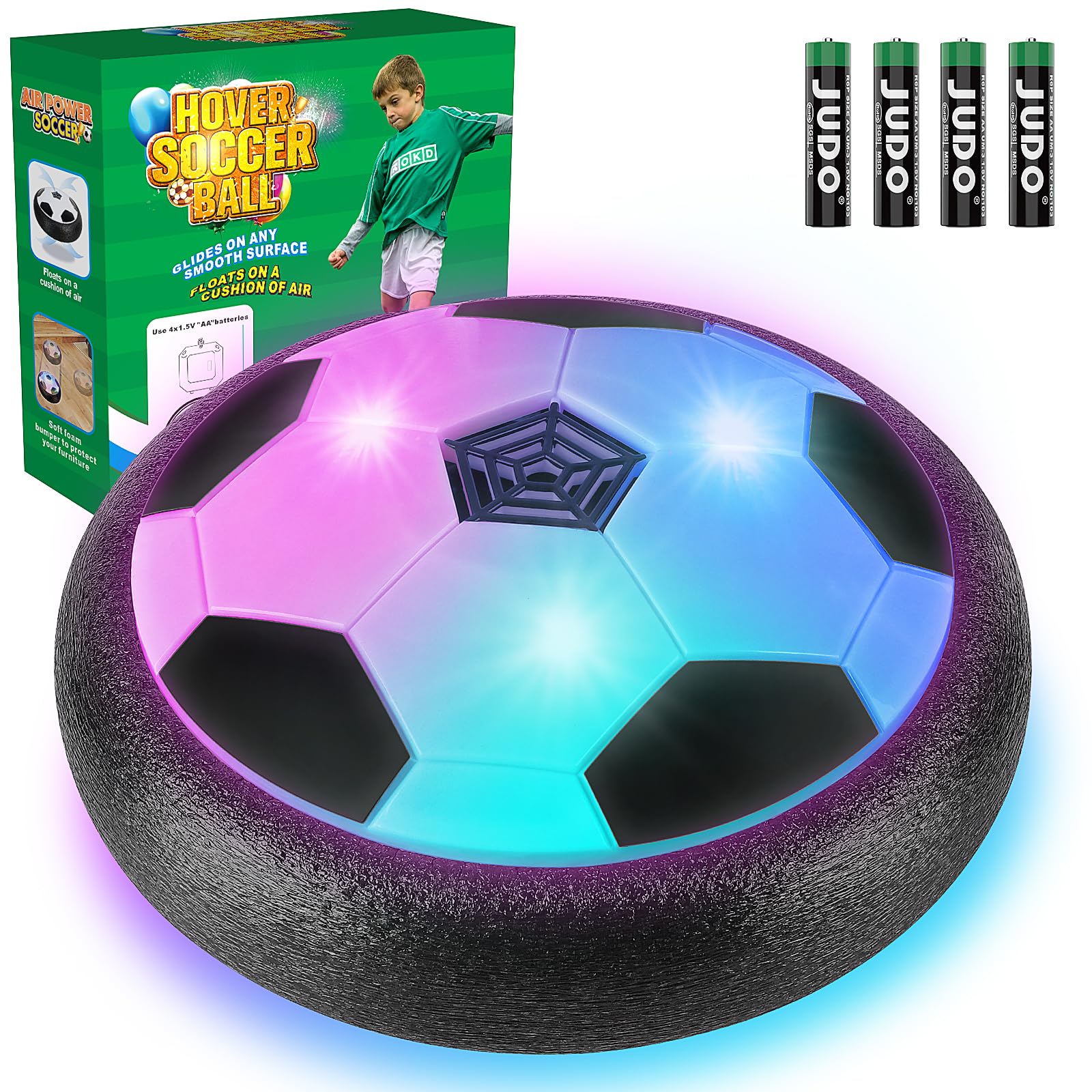 Ocditikl light up LED hover soccer ball toy on floor for indoor play