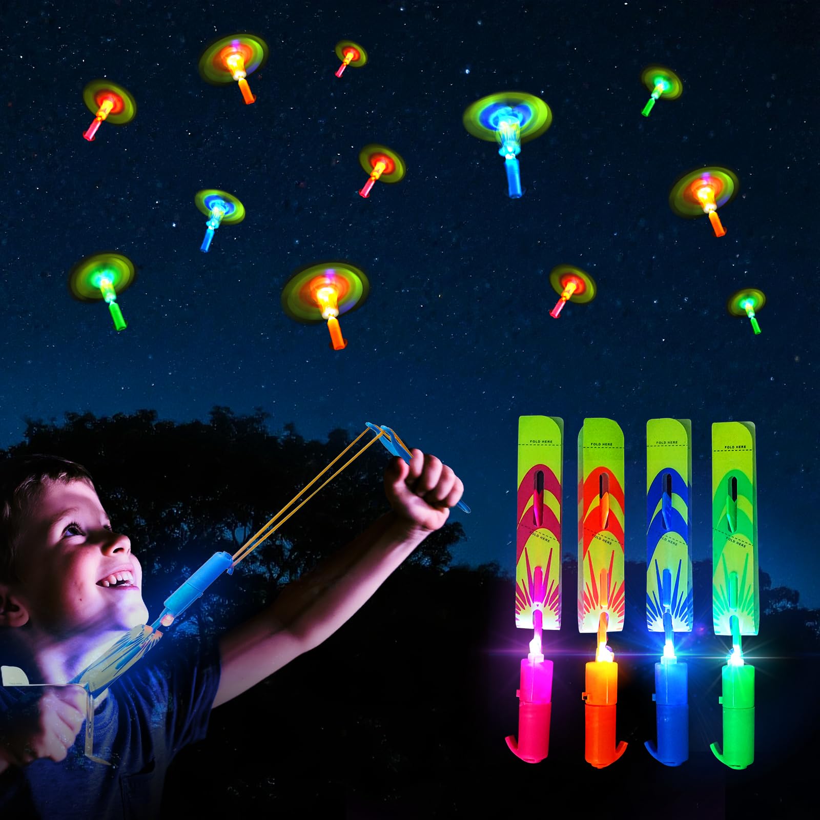 OceanWings 25-pack LED flying toys with whistle for outdoor family play