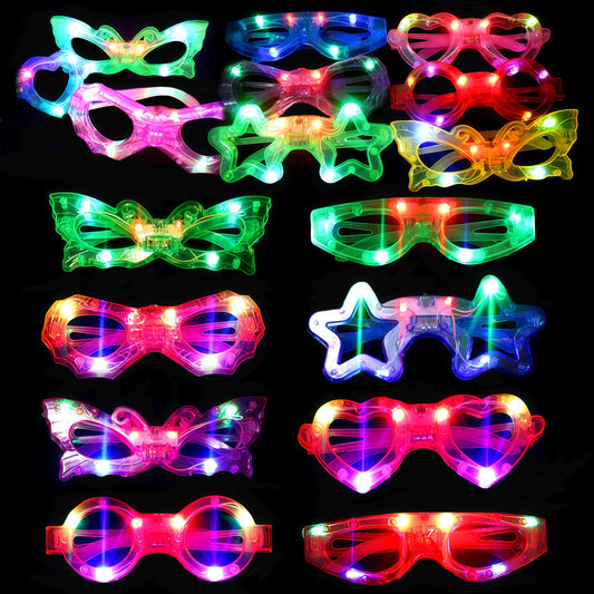 OceanWings LED glasses in circle shape glow for kids' party fun.