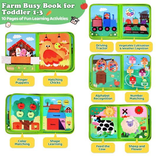 OCHIDO Busy Book animal feeding activity boosts hand-eye coordination on the go.