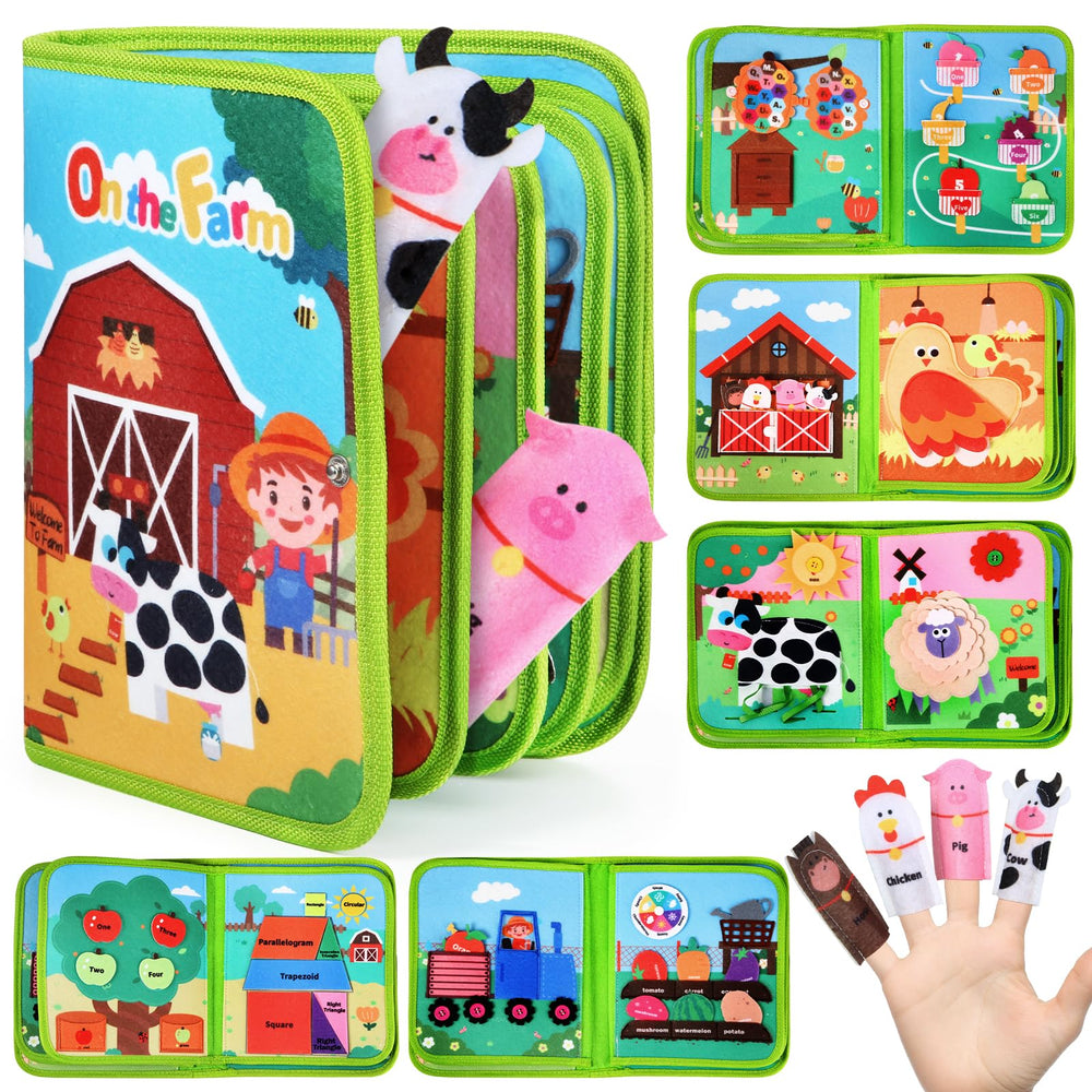 OCHIDO Busy Book farm pages for toddlers to build fine motor skills.