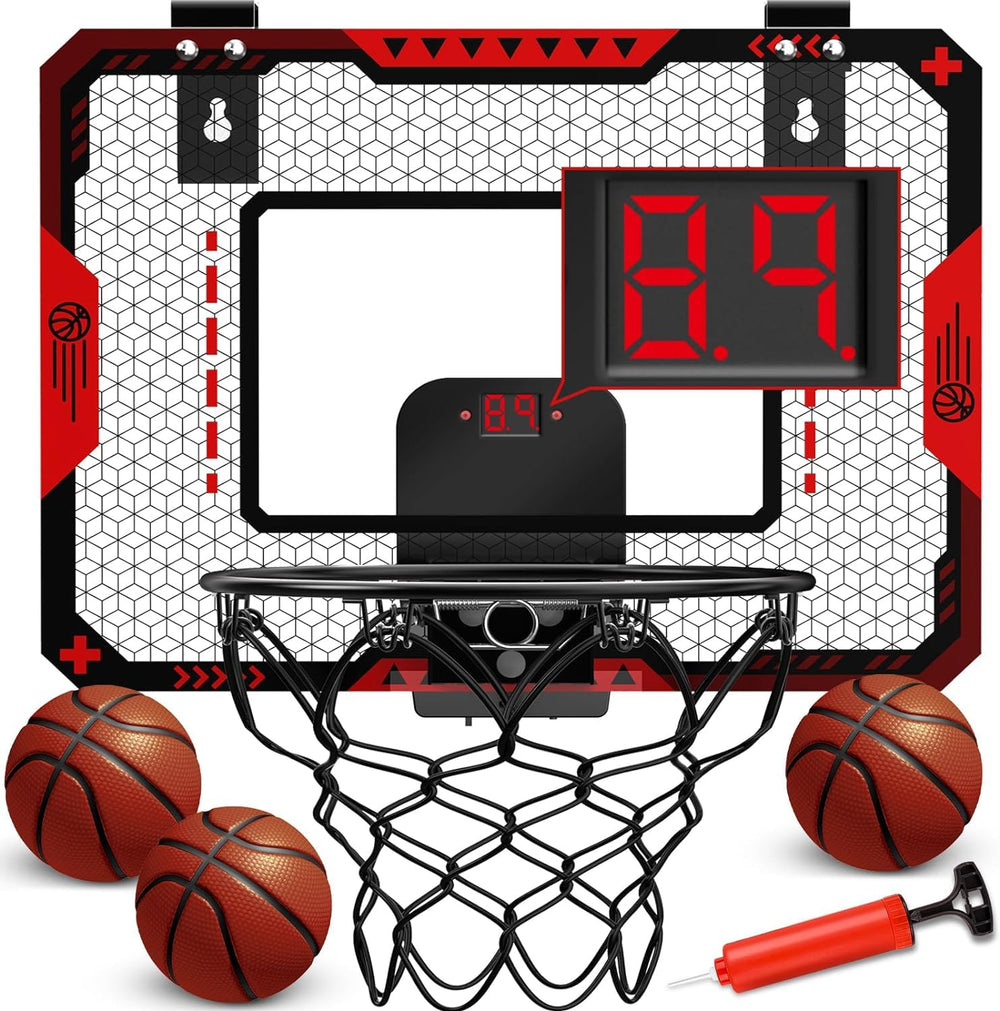 OCHIDO indoor basketball hoop with electronic scoreboard for family-friendly scoring adventures.