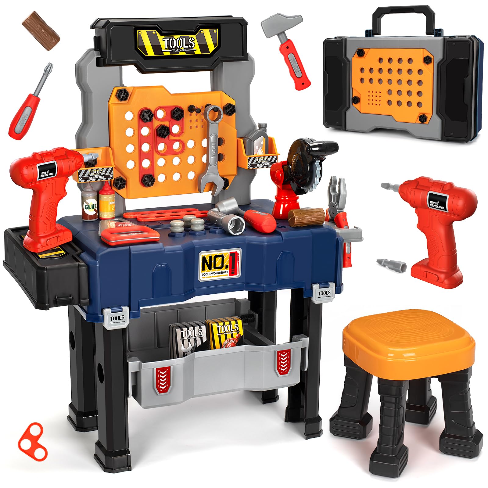 OCHIDO kids tool bench set with saw for imaginative pretend play and motor skills.