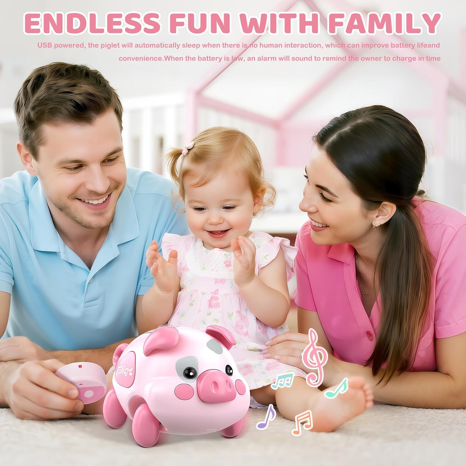 OCHIDO piggy toy rechargeable battery powers long-lasting fun