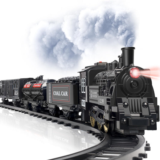 OCHIDO train set steam locomotive on tracks with lights for engaging play