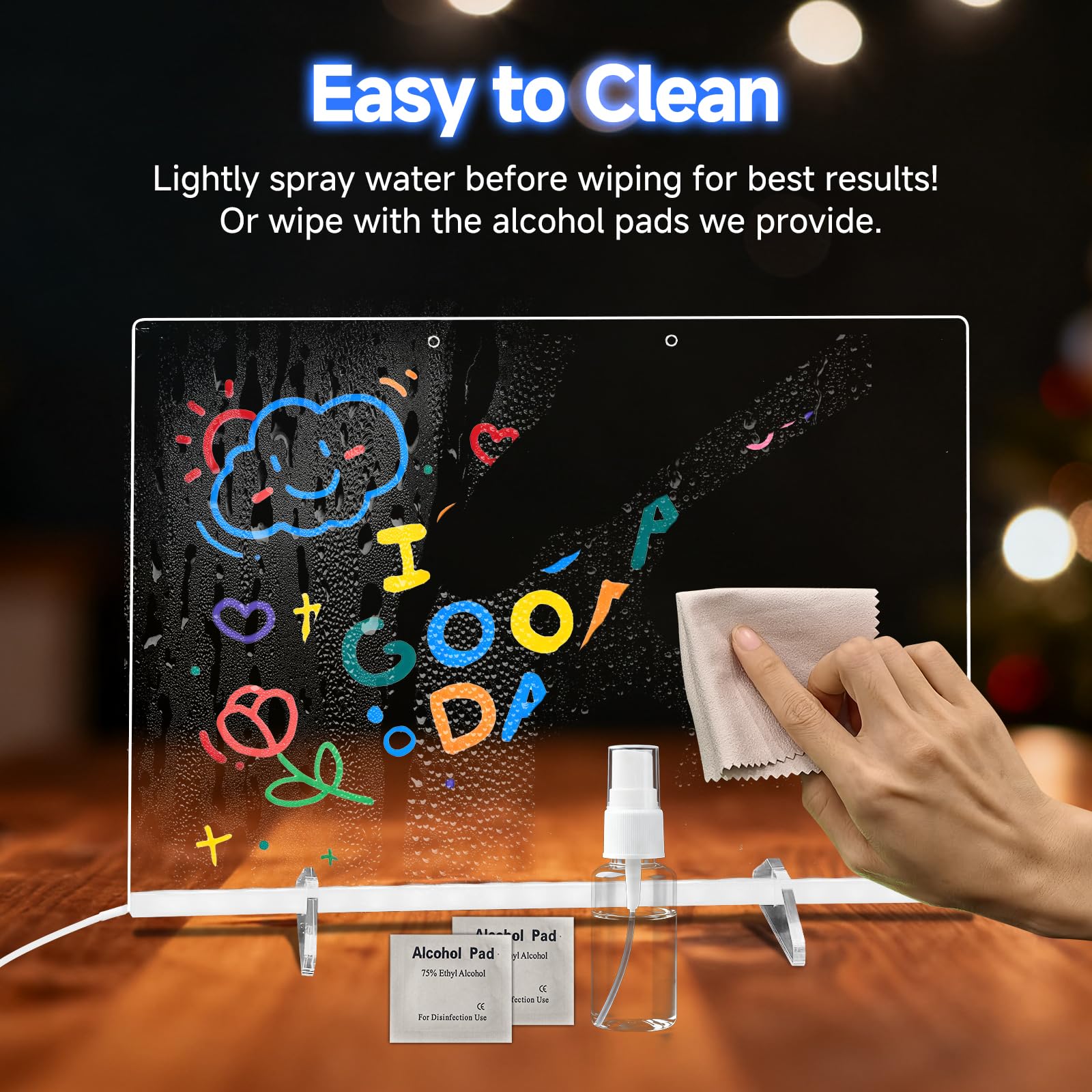 Ochomasun Lumiboard hanging kit allows easy wall mounting.