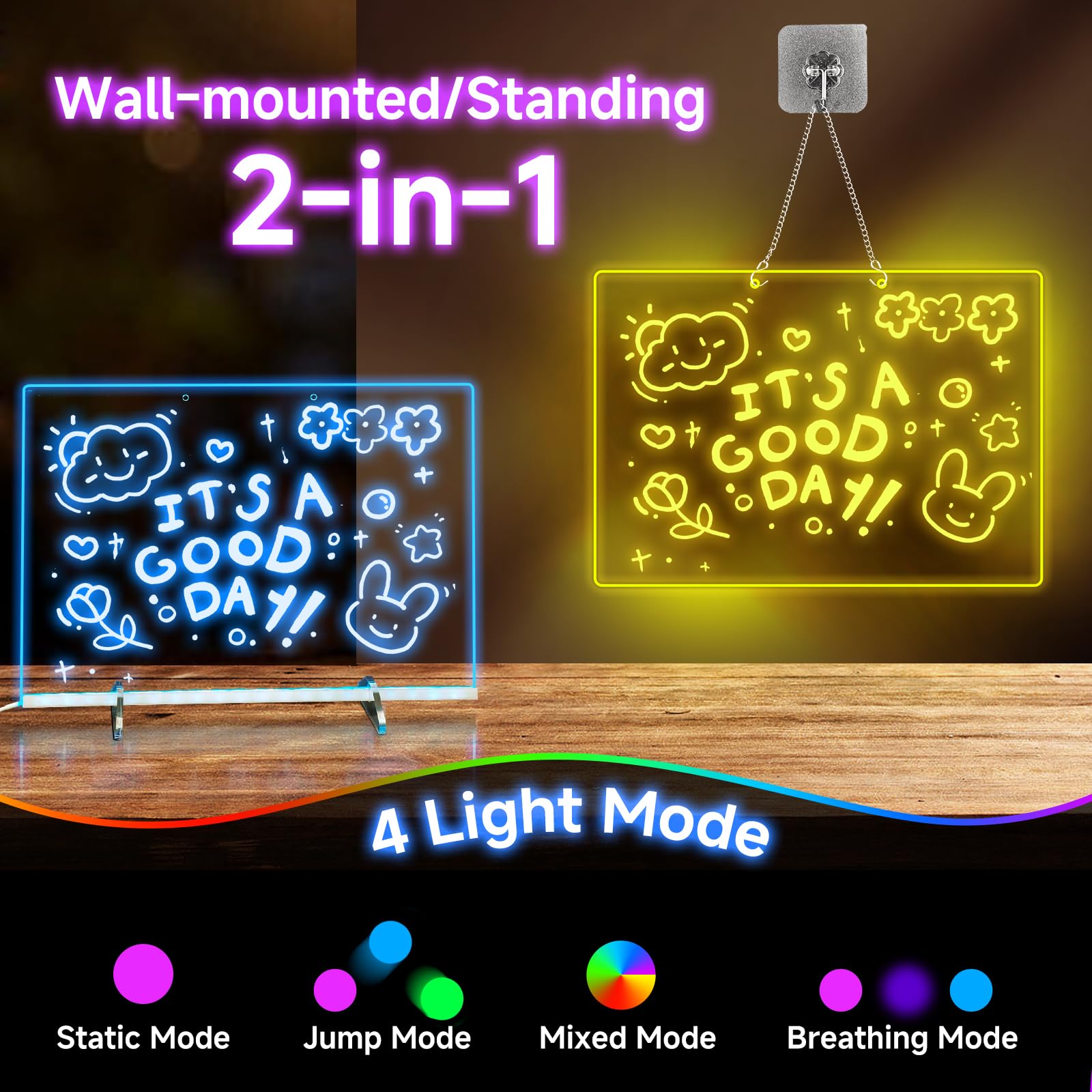 Ochomasun Lumiboard transparent stands provide stable, floating display.