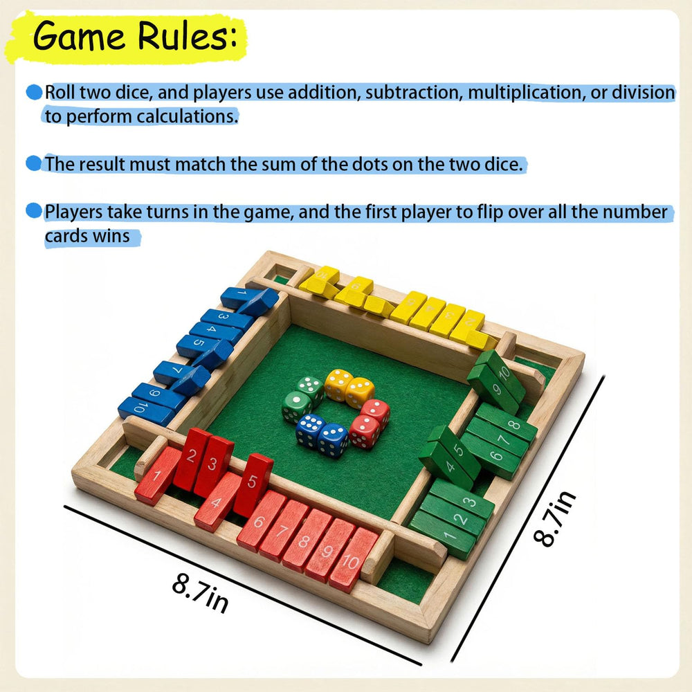 ocpcrn Shut The Box play area with felt design to reduce dice bounce