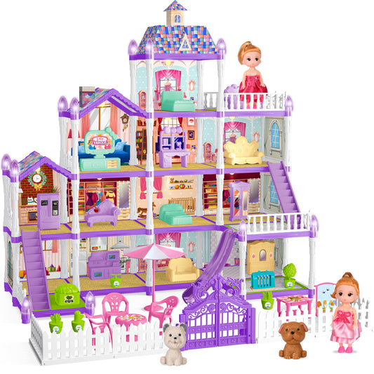 OCTERIC doll house 13 rooms, living room and kitchen for imaginative play