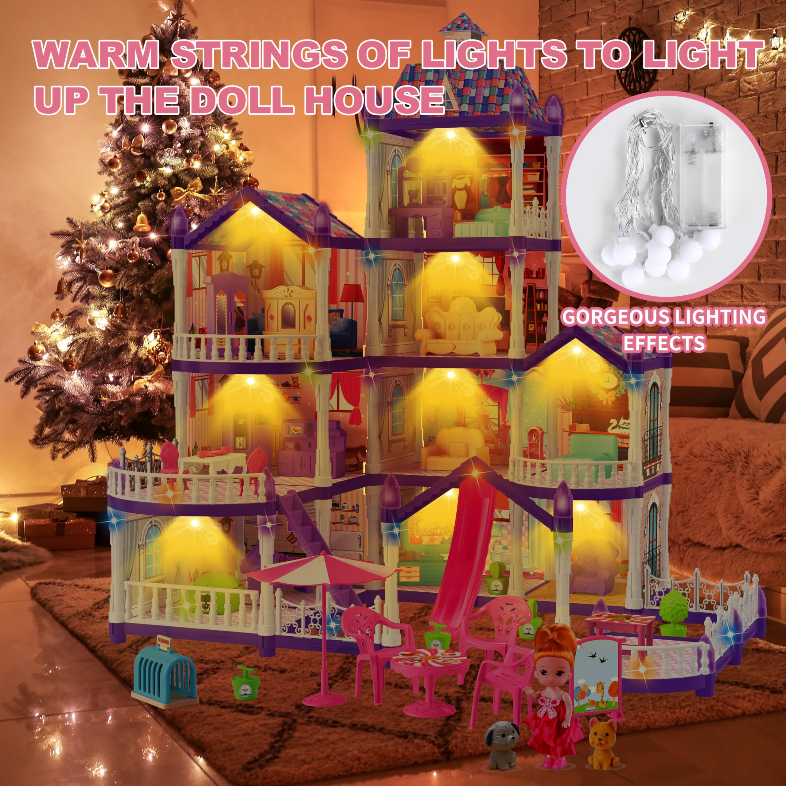 OCTERIC Doll House easy-to-assemble kit for family playtime