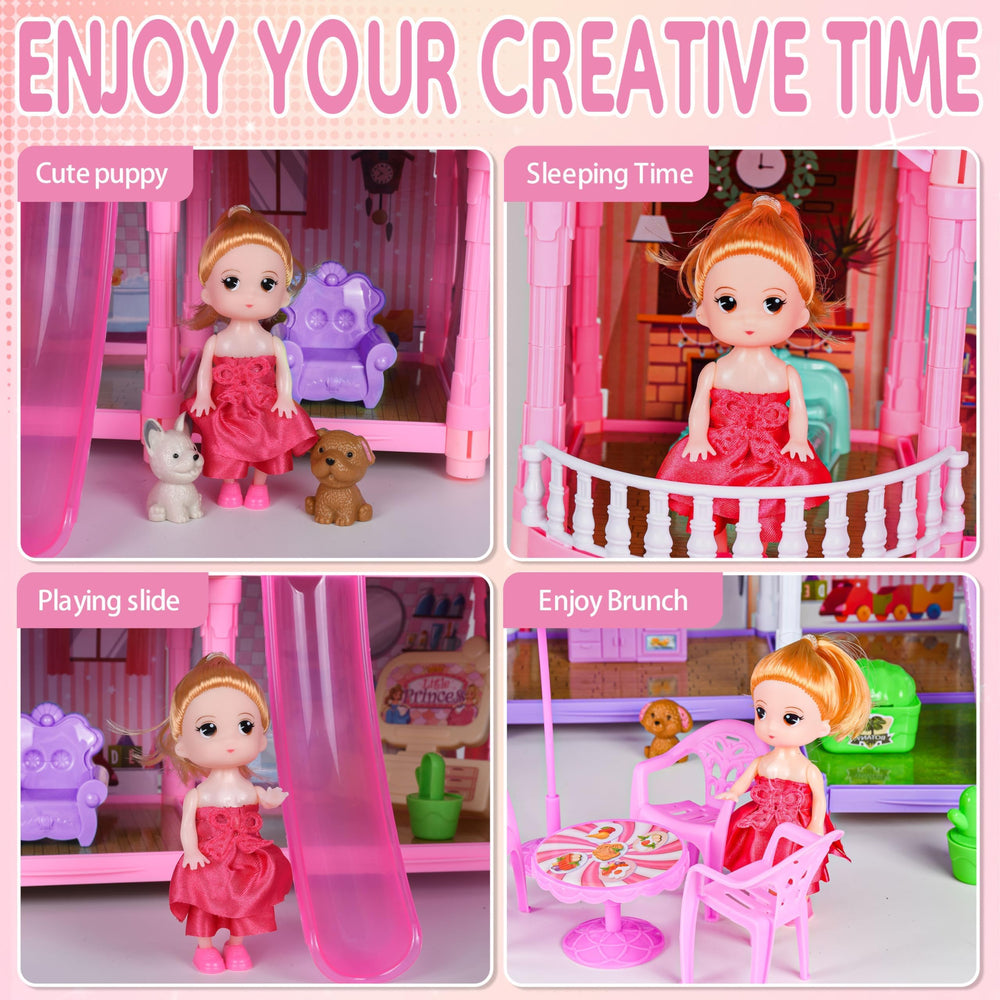 OCTERIC Doll House furnished with dining table and chairs for scenes