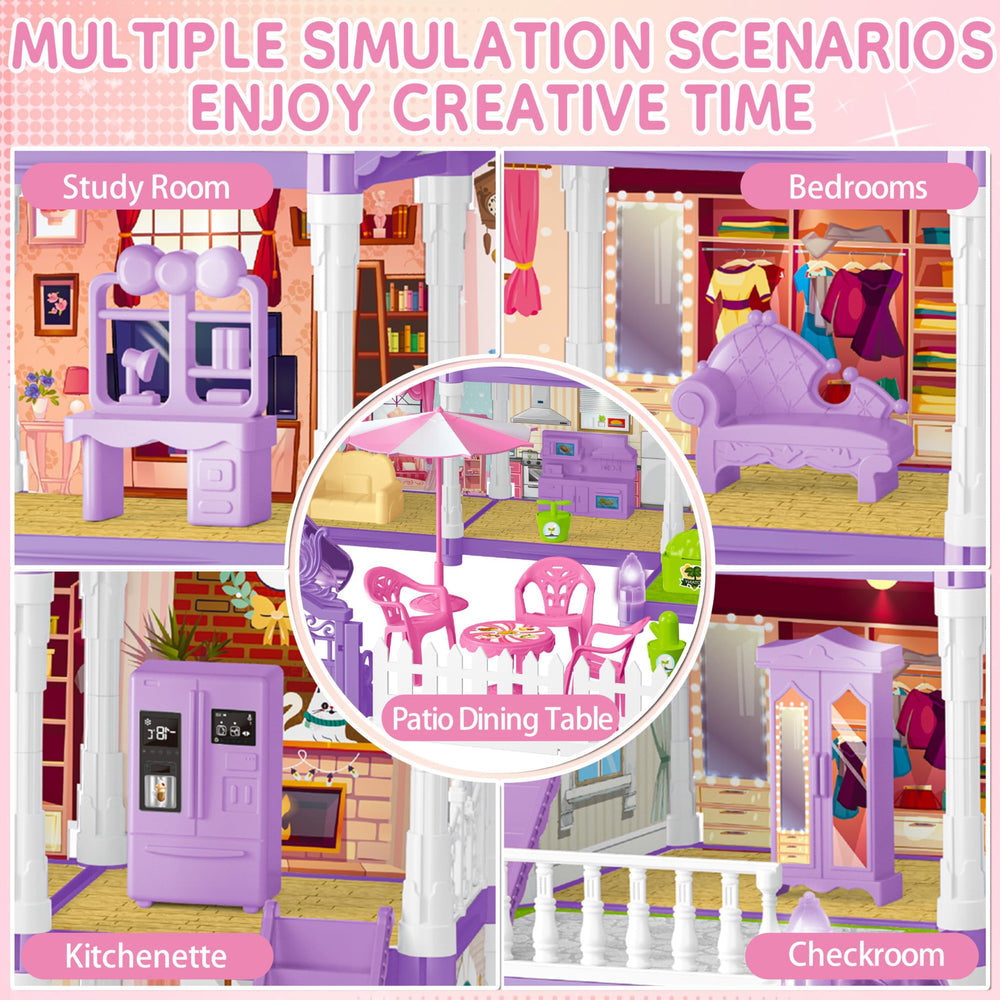 OCTERIC doll house includes two dolls and two puppies for nurturing play