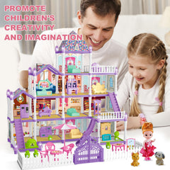 OCTERIC doll house furnished with furniture and accessories for creative setup