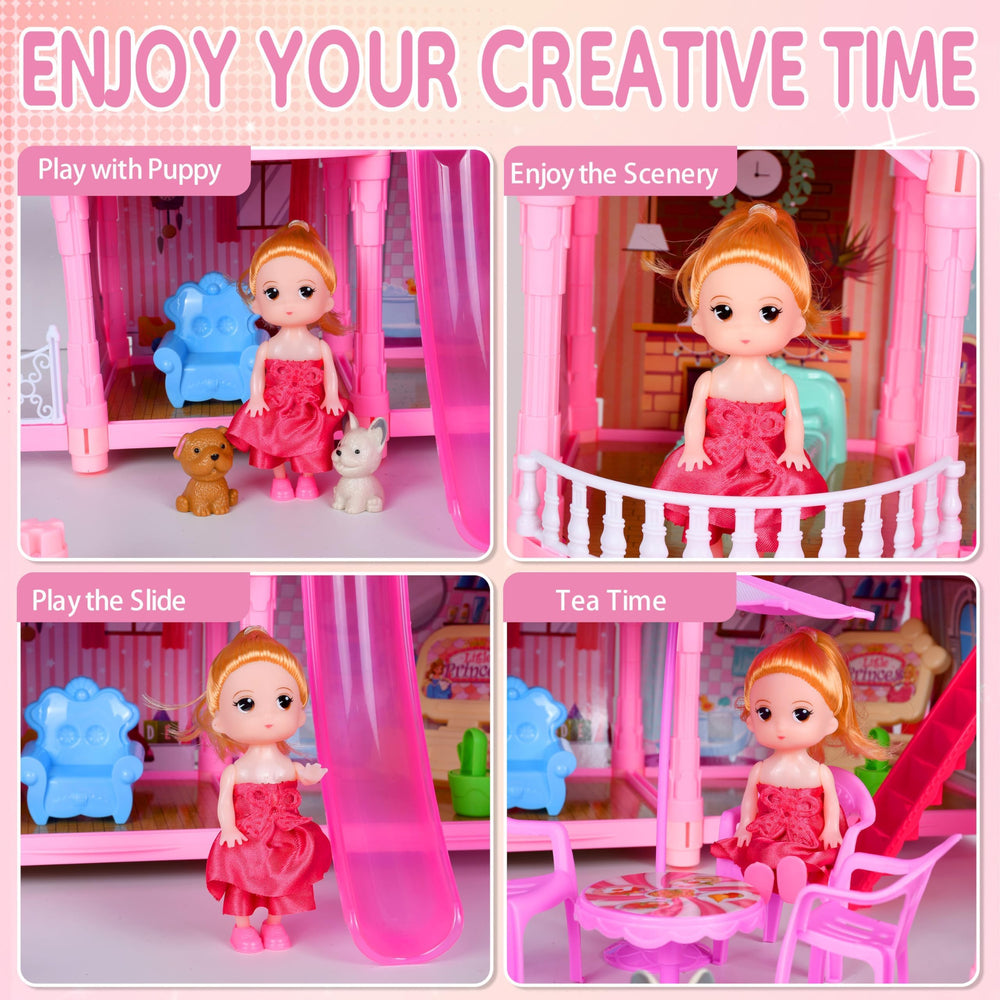 OCTERIC doll house kitchen-dining area invites pretend meals and social play.
