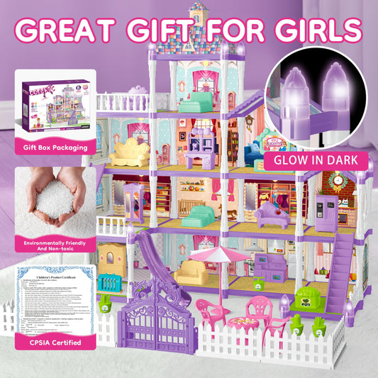 OCTERIC doll house living room and kitchen area with furnished accessories