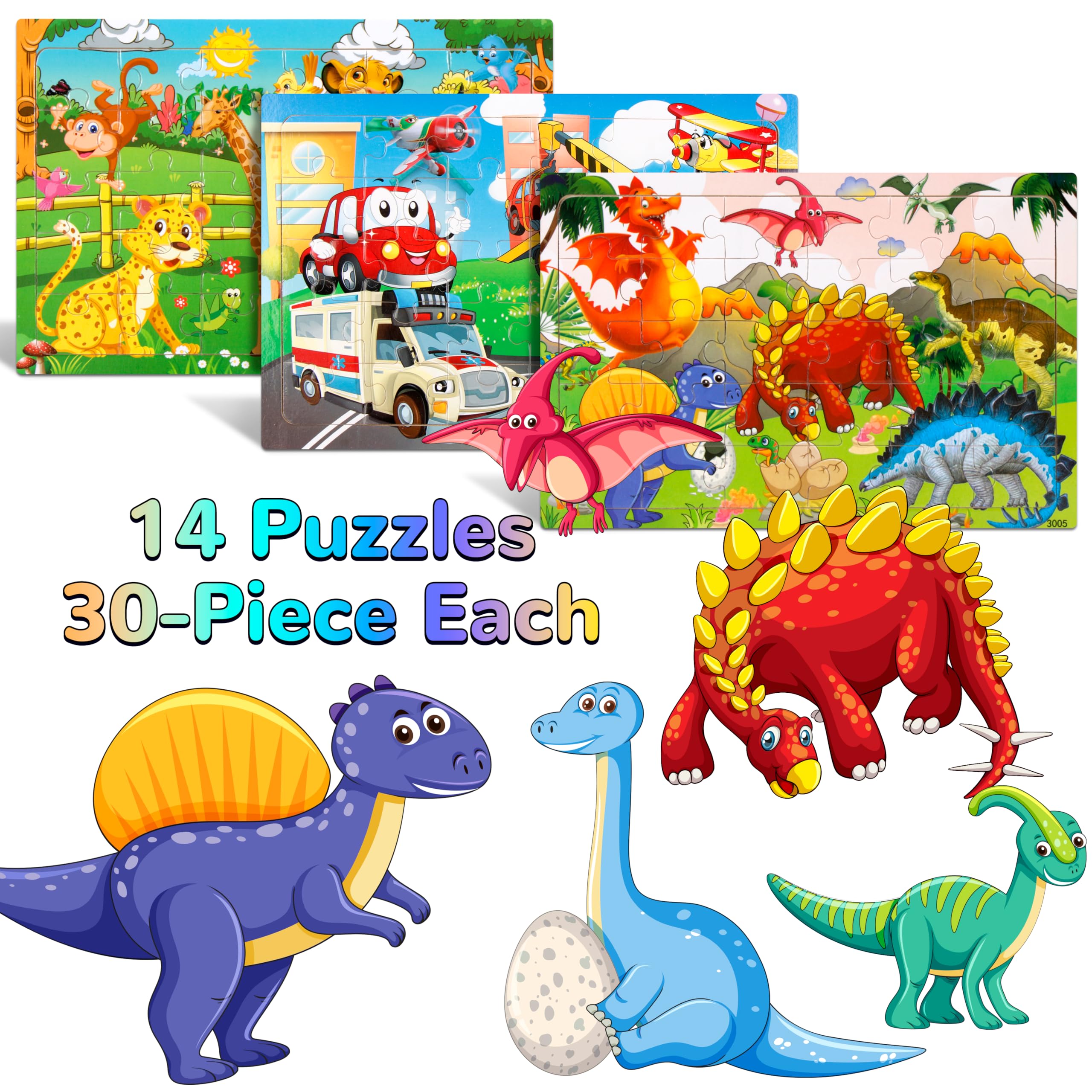 Close-up of Octeric wooden puzzle pieces with bright, kid-friendly colors.