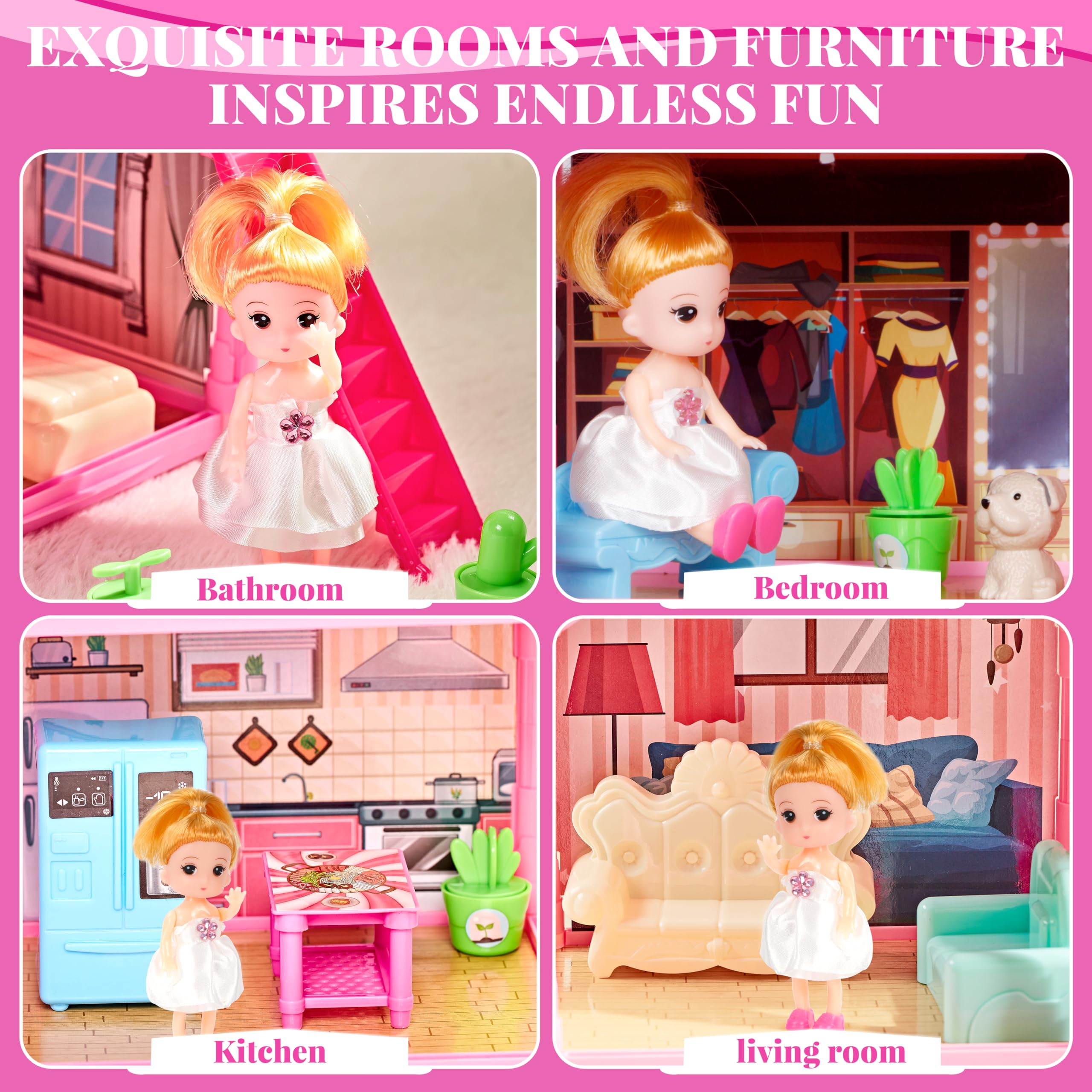 Octetric doll house bedroom scene with cozy bed and decor prompts role play.