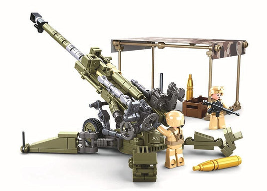 Octopbrik Flak Anti-Tank Gun with two soldiers for action-packed play.