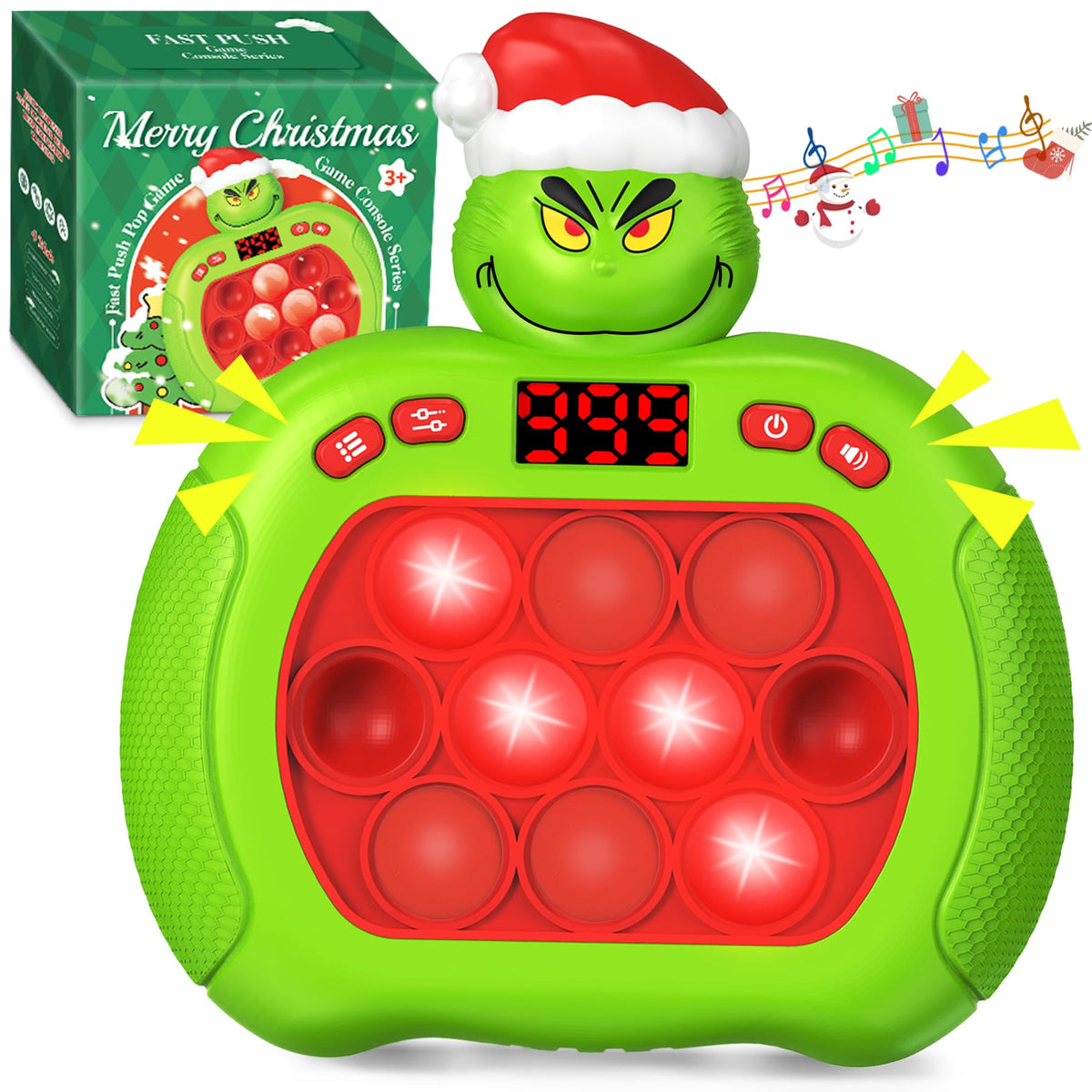 OCYGL Green Monster Push Game front view with ergonomic grip for portable play.