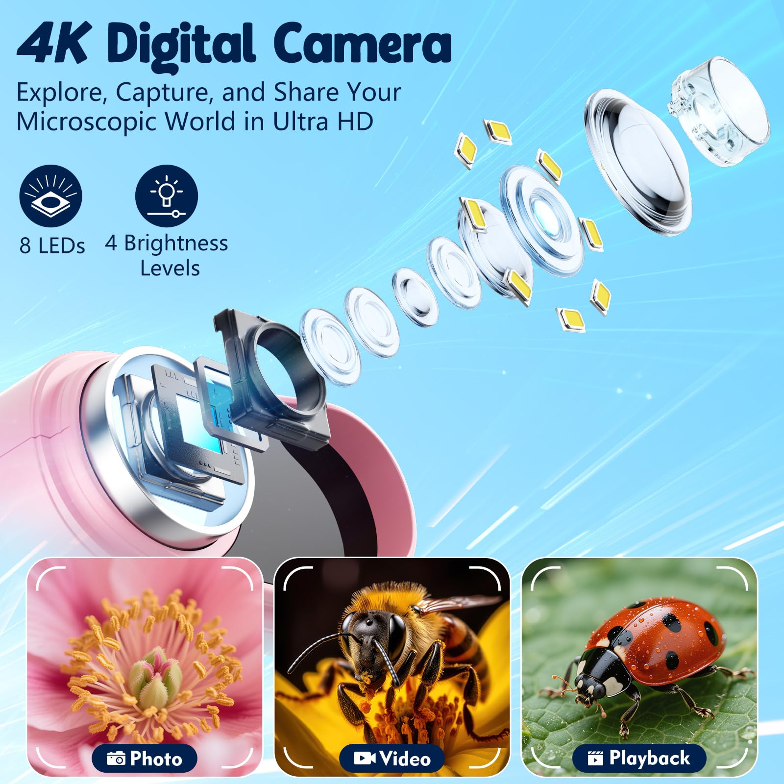 Odatay 1000X kid microscope 12-slides kit ready for hands-on learning