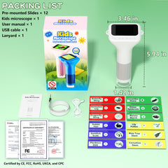 Odatay Kids Microscope includes 12 slides for hands-on plant and insect study.