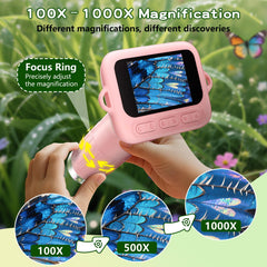 Odatay pocket microscope showcases portable design for outdoor learning adventures.