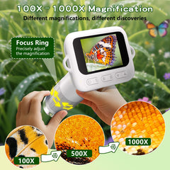 Odatay Microscope LED lighting enables clear views in dim environments.