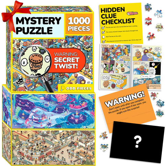 Odd Pieces 3-in-1 puzzle bundle showing three unique designs for family and friends.