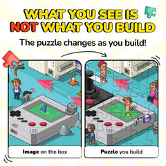Odd Pieces 1000-piece glitch-world puzzle reveals evolving details as you build.