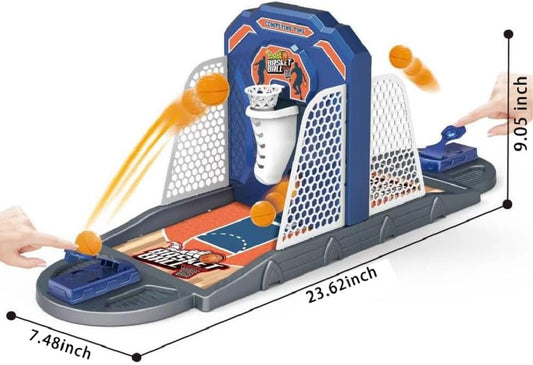 Odebiao Desktop Basketball Arcade side view highlights slim footprint ideal for desks.