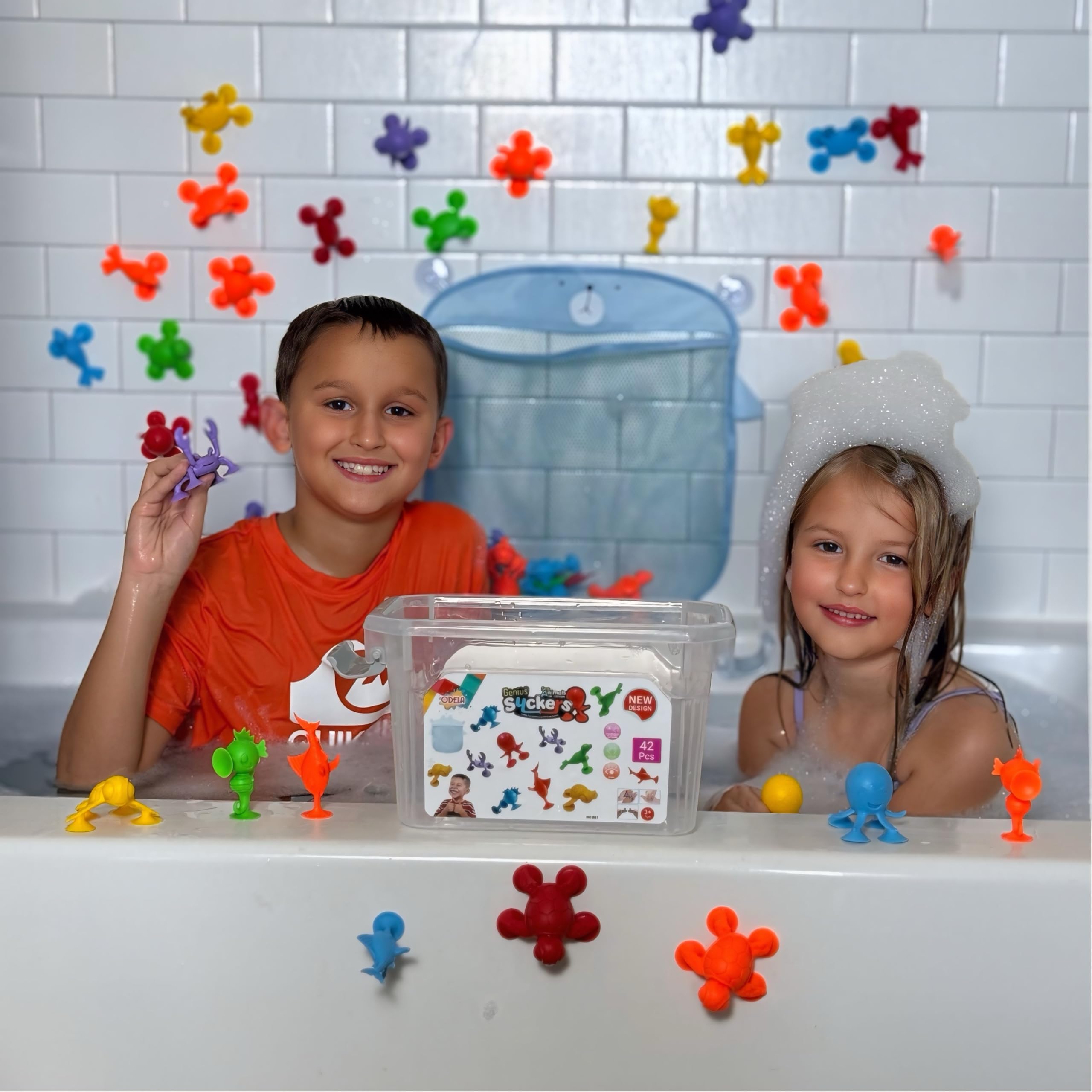 ODELA Genius Sucker Toys shark – stimulating water play with safe, non-toxic materials.