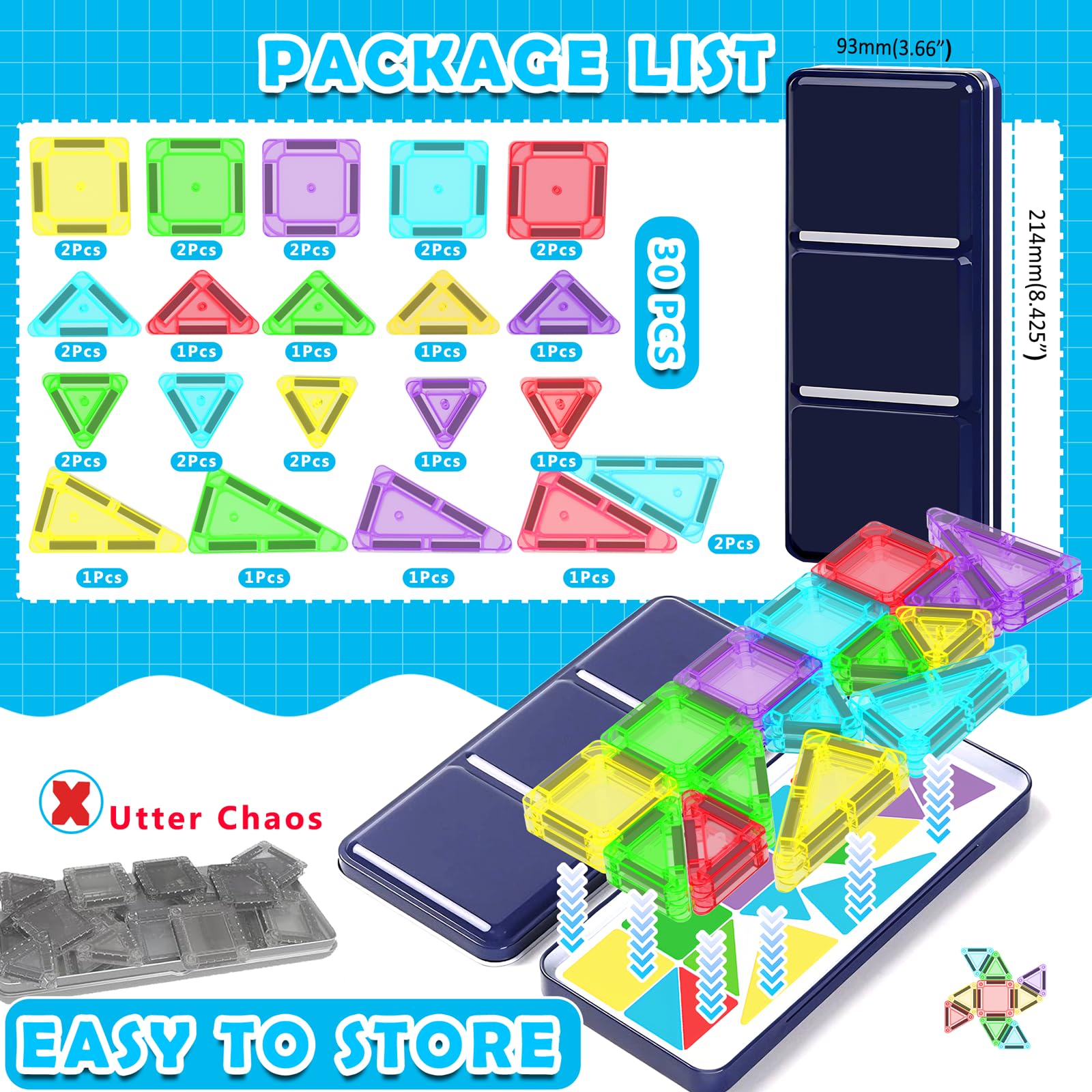 Odjas magnetic tiles assembly activity supports fine motor skills and imagination.