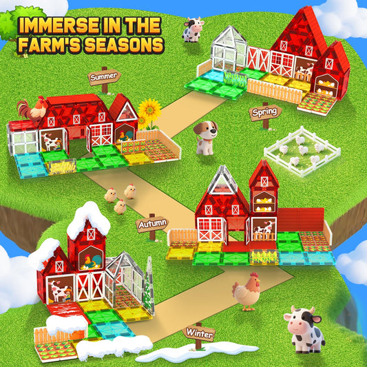 Odjas magnet tiles showing greenhouse crops for seasonal farming exploration