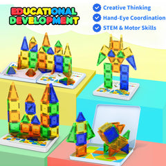 odjas mini magnetic tiles travel set colorful pieces spark creative building anywhere.