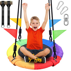 Odoland 24-inch tree swing saucer seat ready for family fun in the yard.