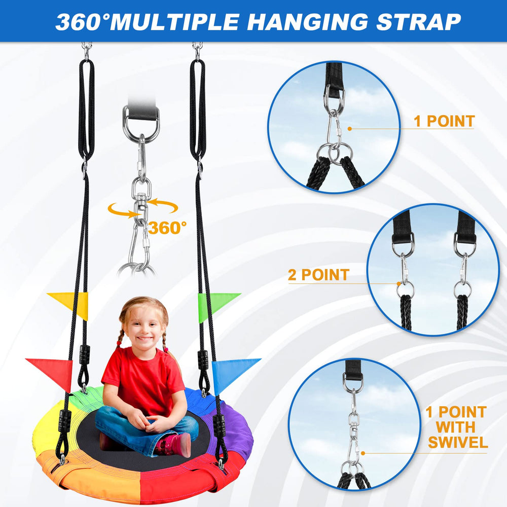 Indoor and outdoor installation versatility of the Odoland swing.