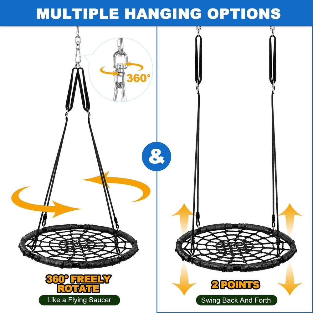 Odoland spider web swing uses 900D nylon fabric for sturdy performance.