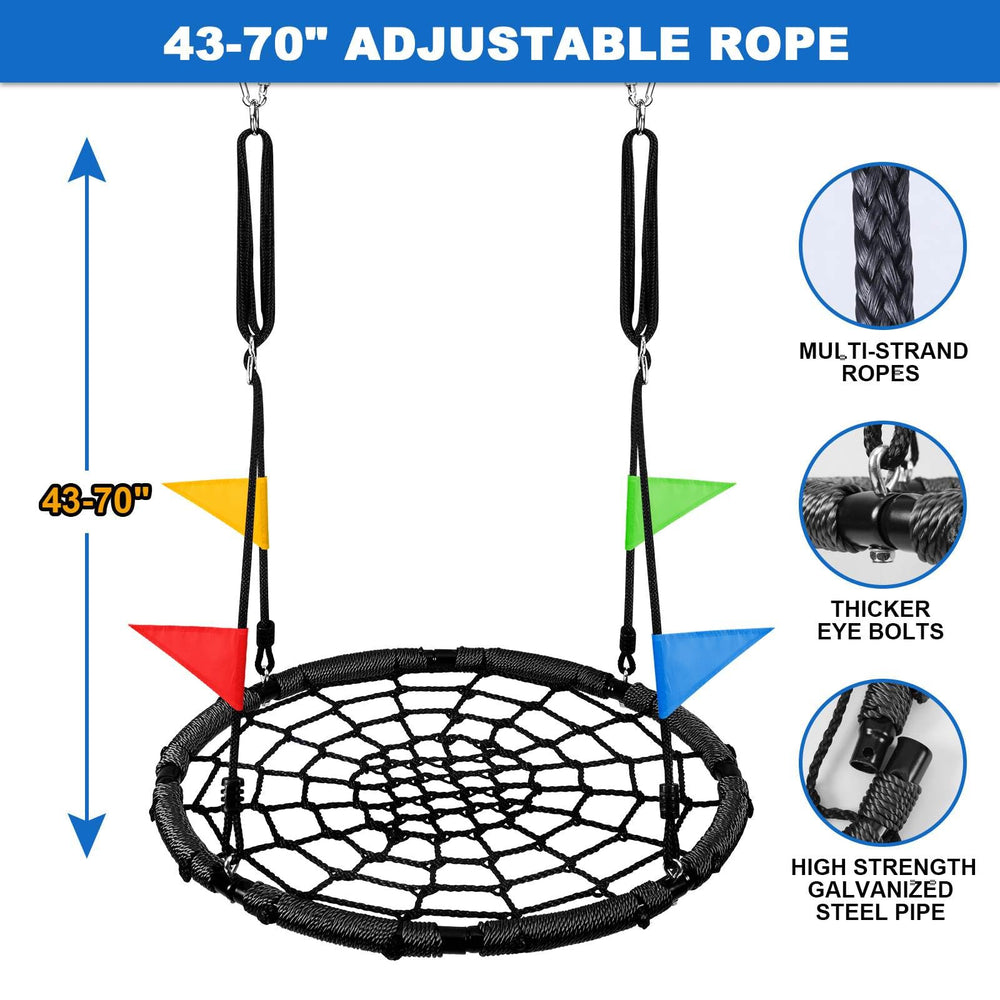 Odoland spider web swing features soft foam edge for comfortable lounging.