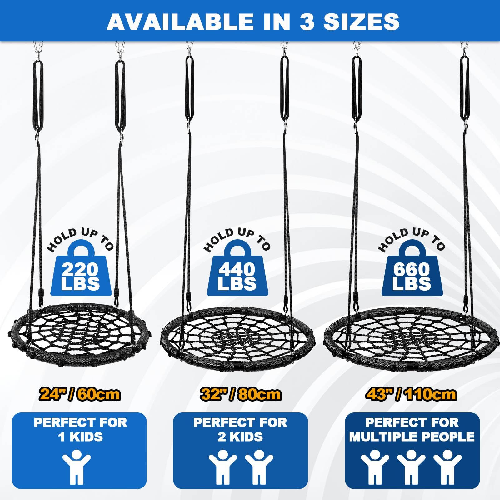 Odoland spider web swing steel frame ensures durable outdoor use for years.