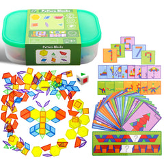 Odoorgames translucent pattern blocks in six colors for classroom learning and pattern recognition.
